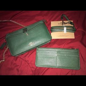 COACH Green Crossbody with Removable Wallet and Extra Chain Strap